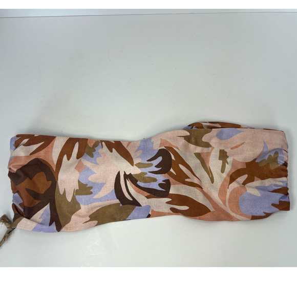 NWT Fox Stone Swim LeLe Bikini Top, Bandeau, Pastel Petal Brown/Pink, size Large - Picture 6 of 16